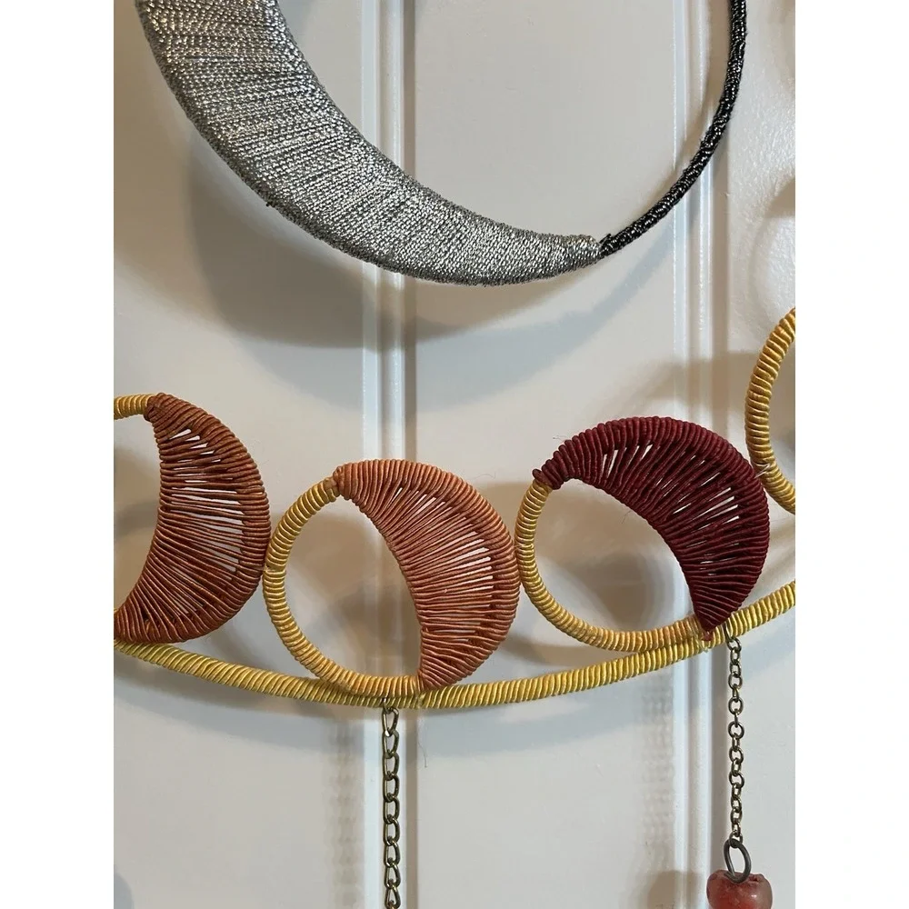Decorative Moon Phases Wall Hanging Boho String Colorful Bells/Chimes 31x14
